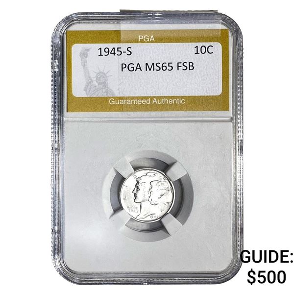 1945-S Mercury Silver Dime PGA MS65 FSB