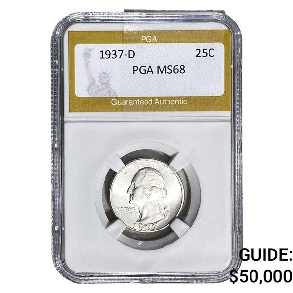 1937-D Washington Silver Quarter PGA MS68