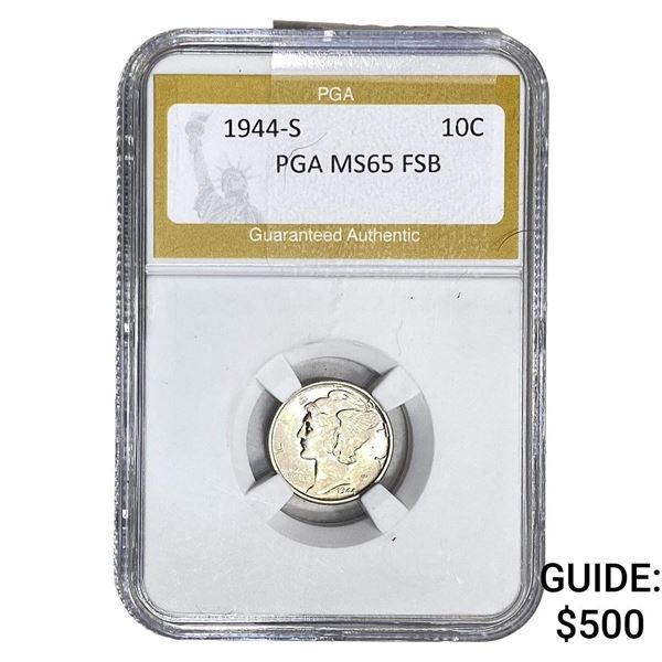 1944-S Mercury Silver Dime PGA MS65 FSB