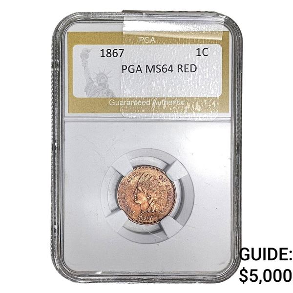 1867 Indian Head Cent PGA MS64 RED