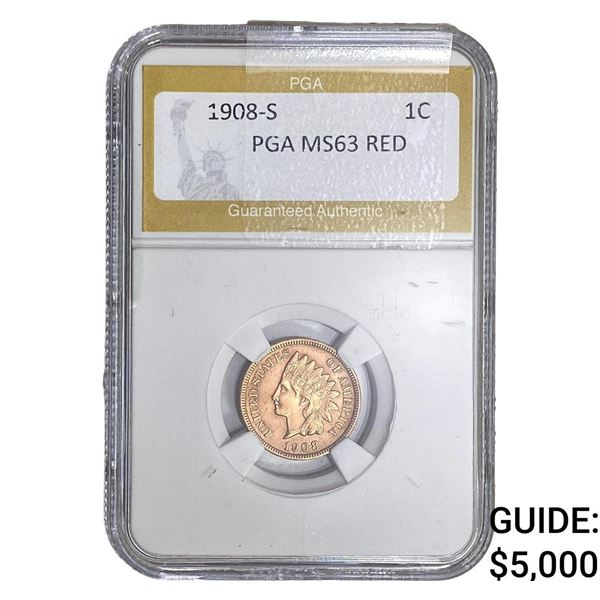 1908-S Indian Head Cent PGA MS63 RED