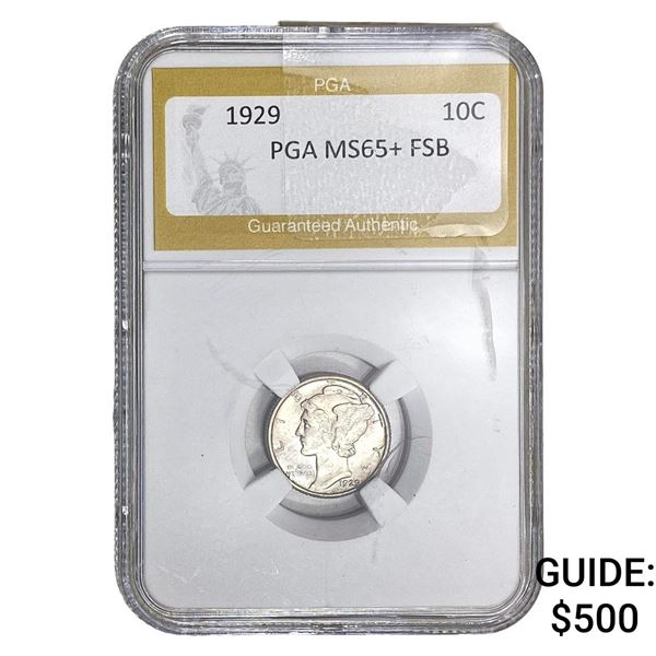 1929 Mercury Silver Dime PGA MS65+ FSB