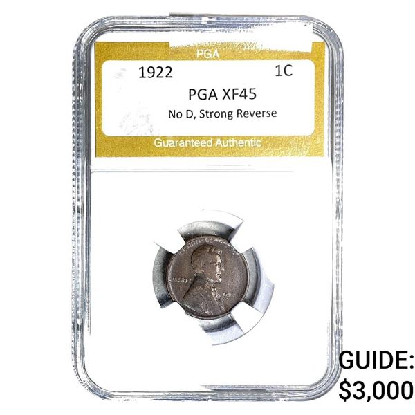 1922 Wheat Cent PGA XF45 No D, Strong Reverse