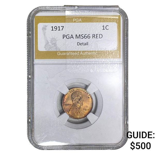 1917 Wheat Cent PGA MS66 RED Detail