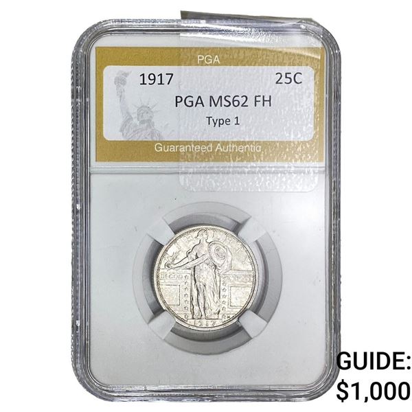 1917 Standing Liberty Quarter PGA MS62 FH Type 1