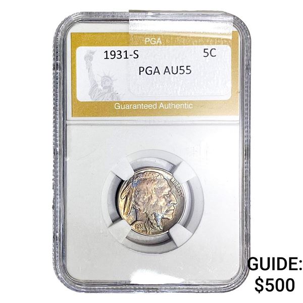 1931-S Buffalo Nickel PGA AU55