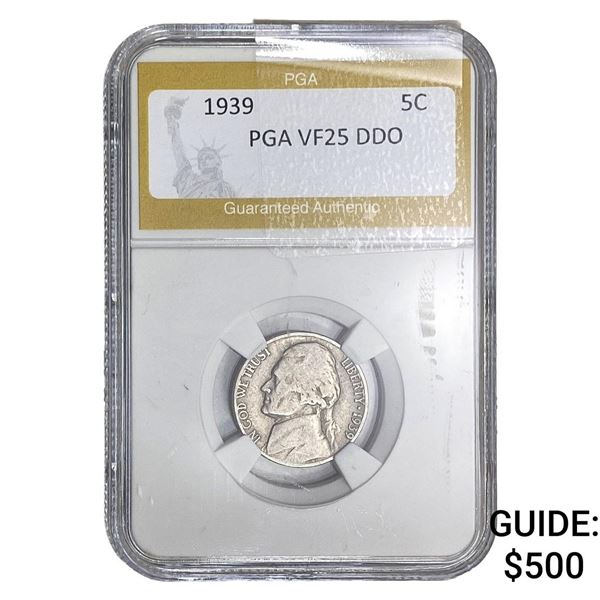 1939 Jefferson Nickel PGA VF25 DDO