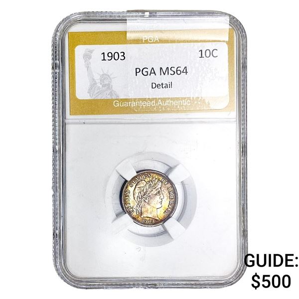 1903 Barber Dime PGA MS64 Detail