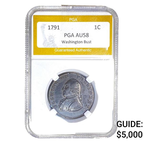 1791 Washinton Bust Copper Cent PGA AU58