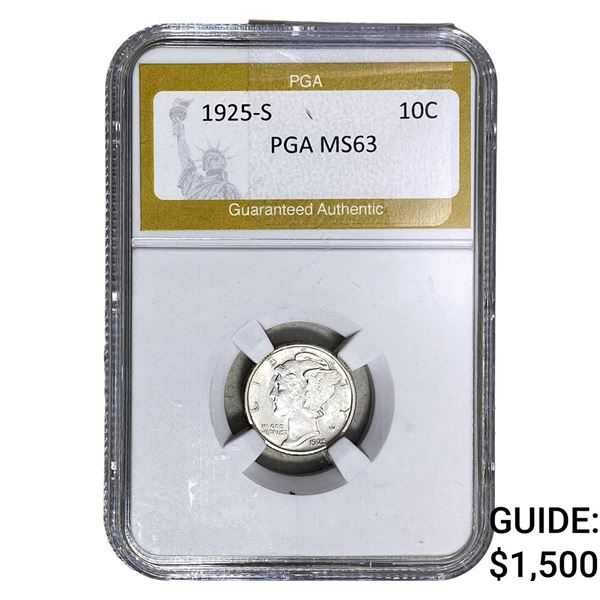 1925-S Mercury Silver Dime PGA MS63