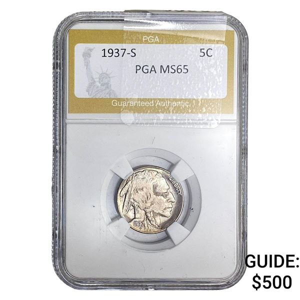 1937-S Buffalo Nickel PGA MS65