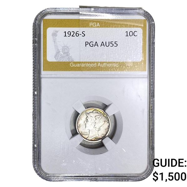 1926-S Mercury Silver Dime PGA AU55