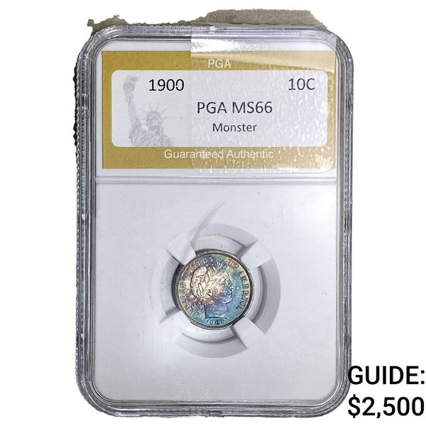 1900 Barber Dime PGA MS66 Monster