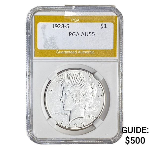 1928-S Silver Peace Dollar PGA AU55