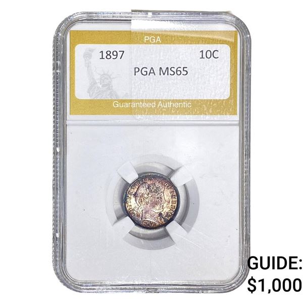 1897 Barber Dime PGA MS65