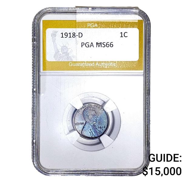 1918-D Wheat Cent PGA MS66