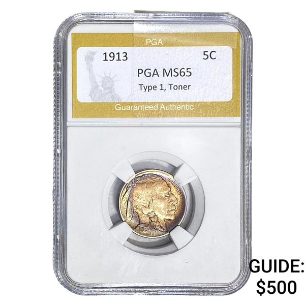 1913 Buffalo Nickel PGA MS65 Type 1, Toner
