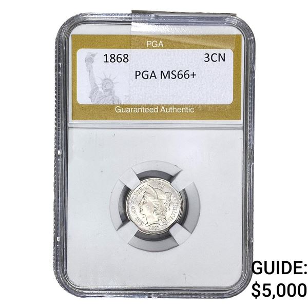 1868 Nickel Three Cent PGA MS66+