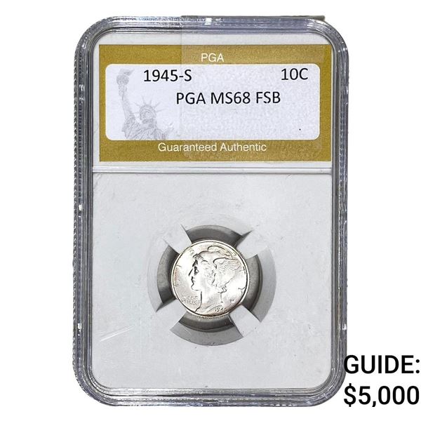 1945-S Mercury Silver Dime PGA MS68 FSB