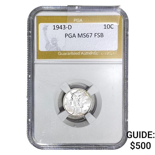 1943-D Mercury Silver Dime PGA MS67 FSB