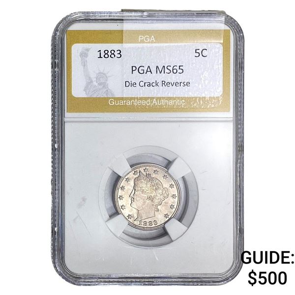 1883 Liberty Victory Nickel PGA MS65 Die Crack Reverse