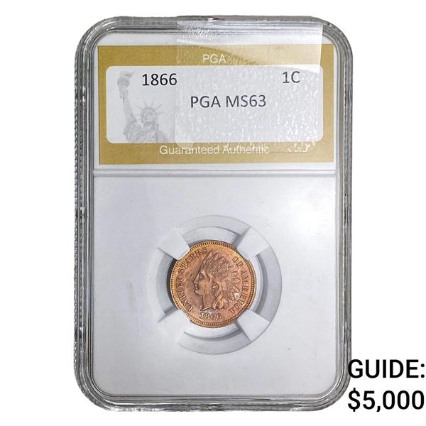 1866 Indian Head Cent PGA MS63
