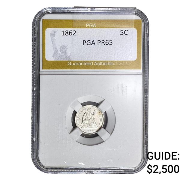 1862 Seated Liberty Half Dime PGA PR65