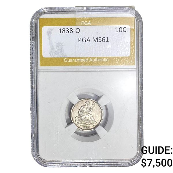 1838-O Seated Liberty Dime PGA MS61