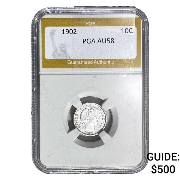 1902 Barber Dime PGA AU58