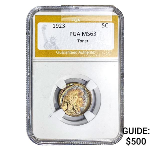 1923 Buffalo Nickel PGA MS63 Toner
