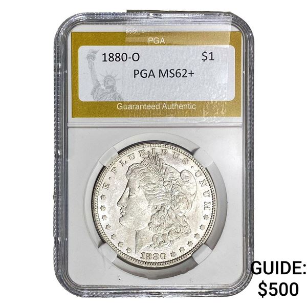 1880-O Morgan Silver Dollar PGA MSMS62+