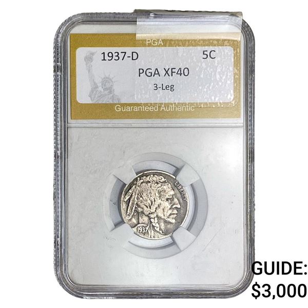 1937-D Buffalo Nickel PGA XFXF40 3-Leg