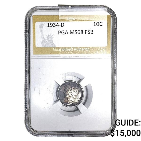 1934-D Mercury Silver Dime PGA MS68 FSB