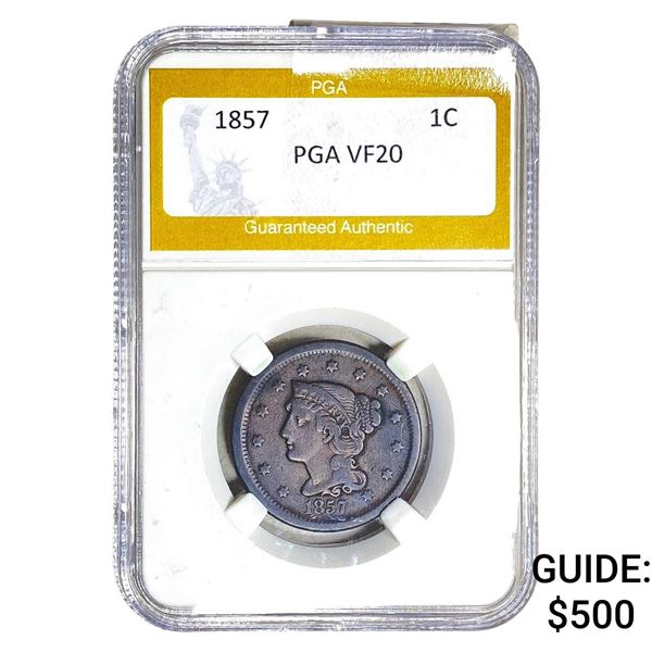 1857 Braided Hair Large Cent PGA VF20