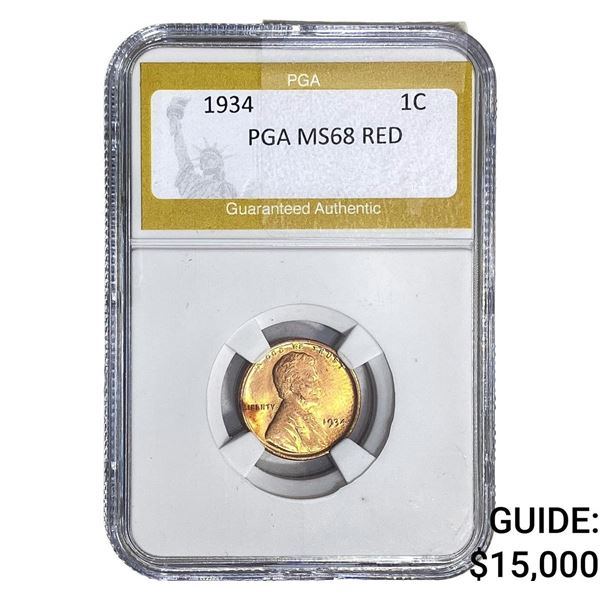 1934 Wheat Cent PGA MS68 RED