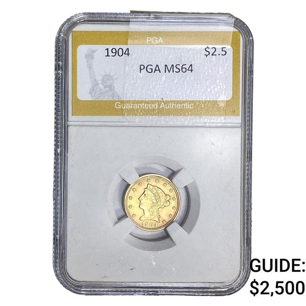 1904 $2.50 Gold Quarter Eagle PGA MS64
