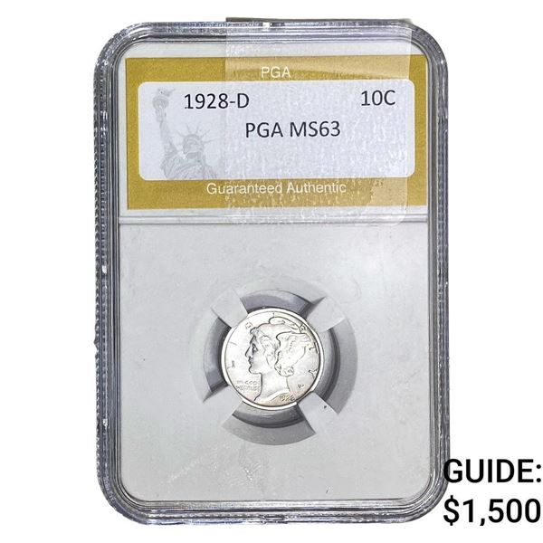 1928-D Mercury Silver Dime PGA MS63