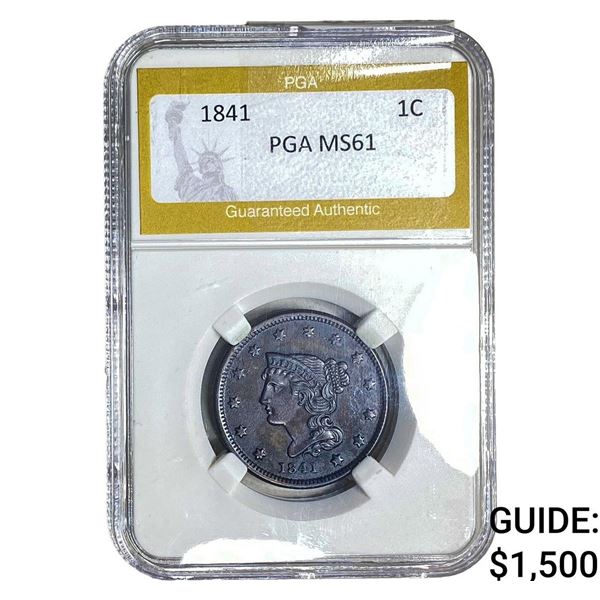 1841 Braided Hair Large Cent PGA MS61