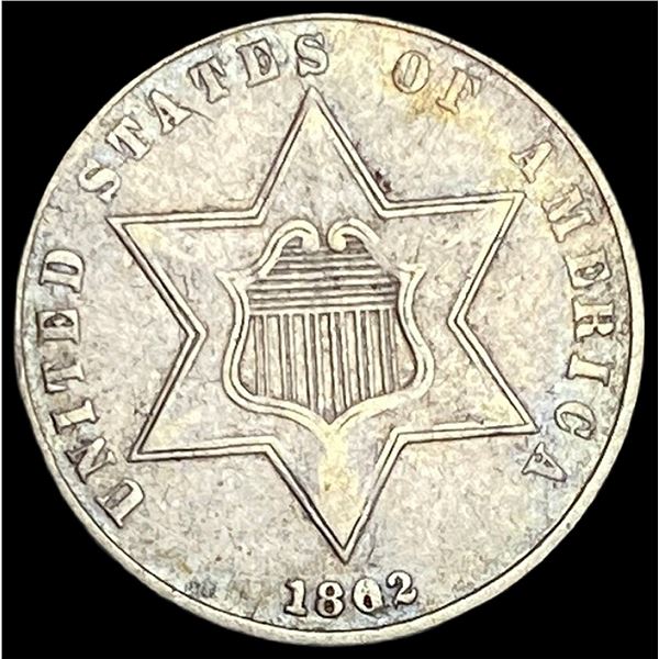 1862 Silver Three-Cent Piece CLOSELY UNCIRCULATED