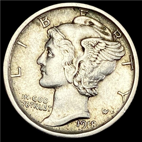 1918-S Silver Mercury Dime CHOICE AU