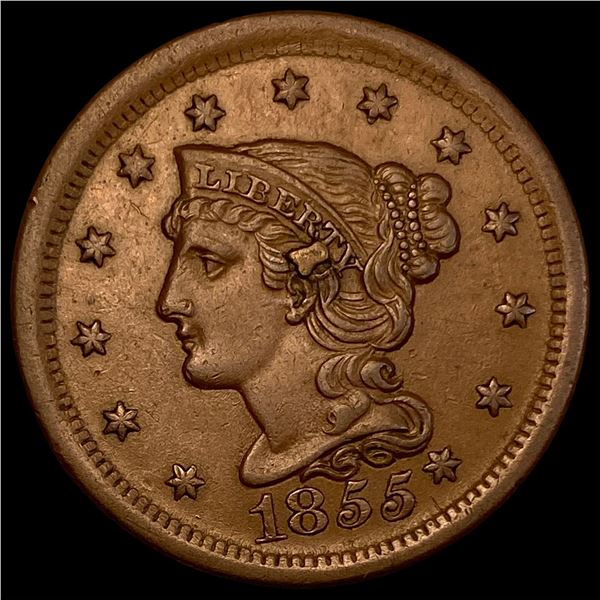 1855 Braided Hair Large Cent CLOSELY UNCIRCULATED