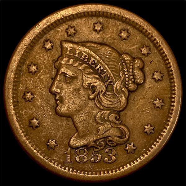 1853 Braided Hair Large Cent LIGHTLY CIRCULATED