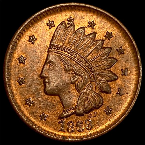 1863 Indian Head Cent "Not One Cent" Token UNCIRCULATED
