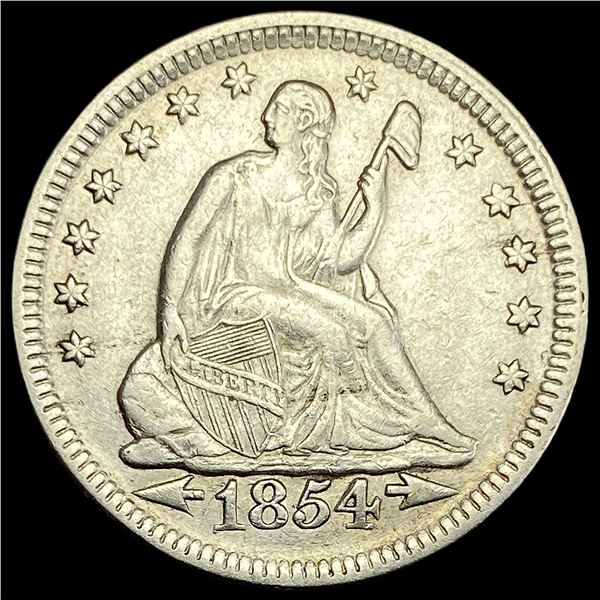 1854 Arrows Seated Liberty Quarter CLOSELY UNCIRCULATED