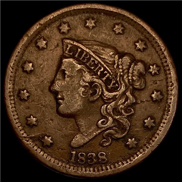 1838 Coronet Head Large Cent LIGHTLY CIRCULATED
