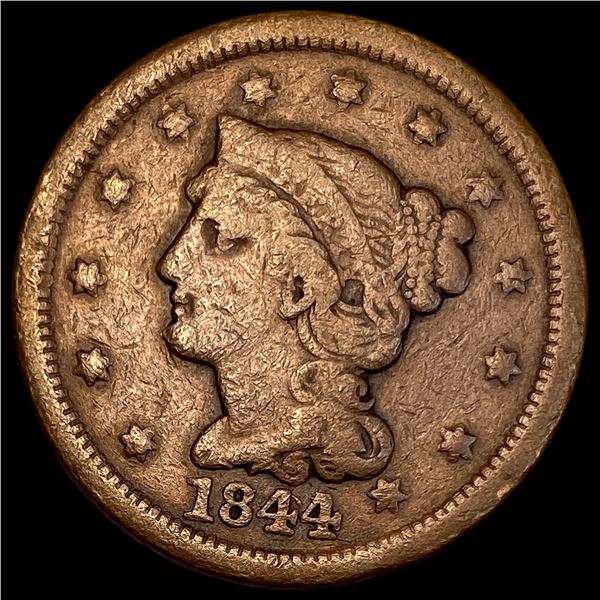 1844 Braided Hair Large Cent LIGHTLY CIRCULATED