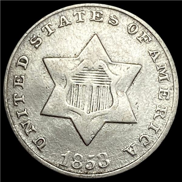 1853 Silver Three-Cent Piece CLOSELY UNCIRCULATED