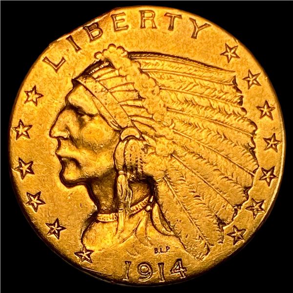 1914 Indian Head $2.5 Gold Quarter Eagle NEARLY UNCIRCULATED