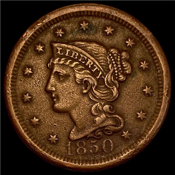 1850 Braided Hair Large Cent NEARLY UNCIRCULATED