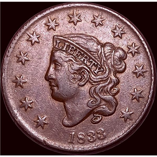 1833 Coronet Head Large Cent CLOSELY UNCIRCULATED